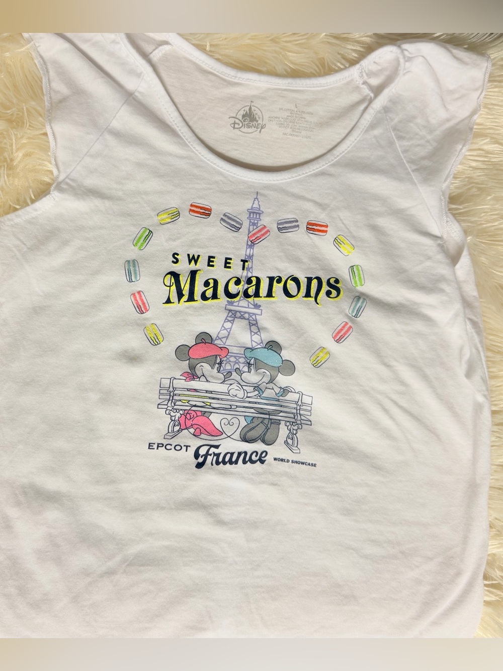 Disney Epcot France Macaron Minnie Mickey glitter top girls L